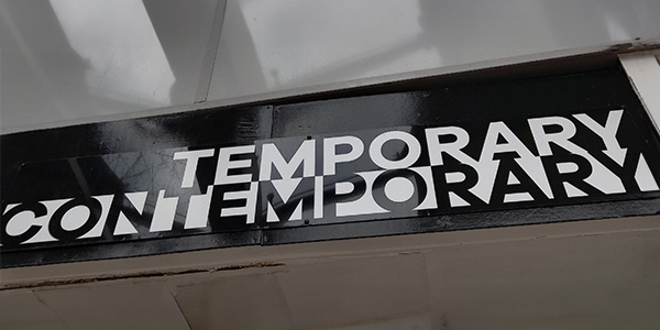 Temporary / Contemporary sign at DAI Hall, Huddersfield 2023.